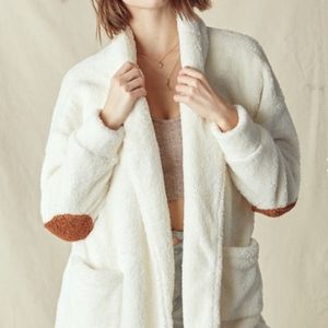 🌍 Fuzzy Cardigan With Elbow Patch